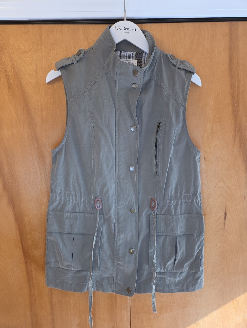 Sweet Wanderer Women's Cargo Vest in Olive Green, Size S